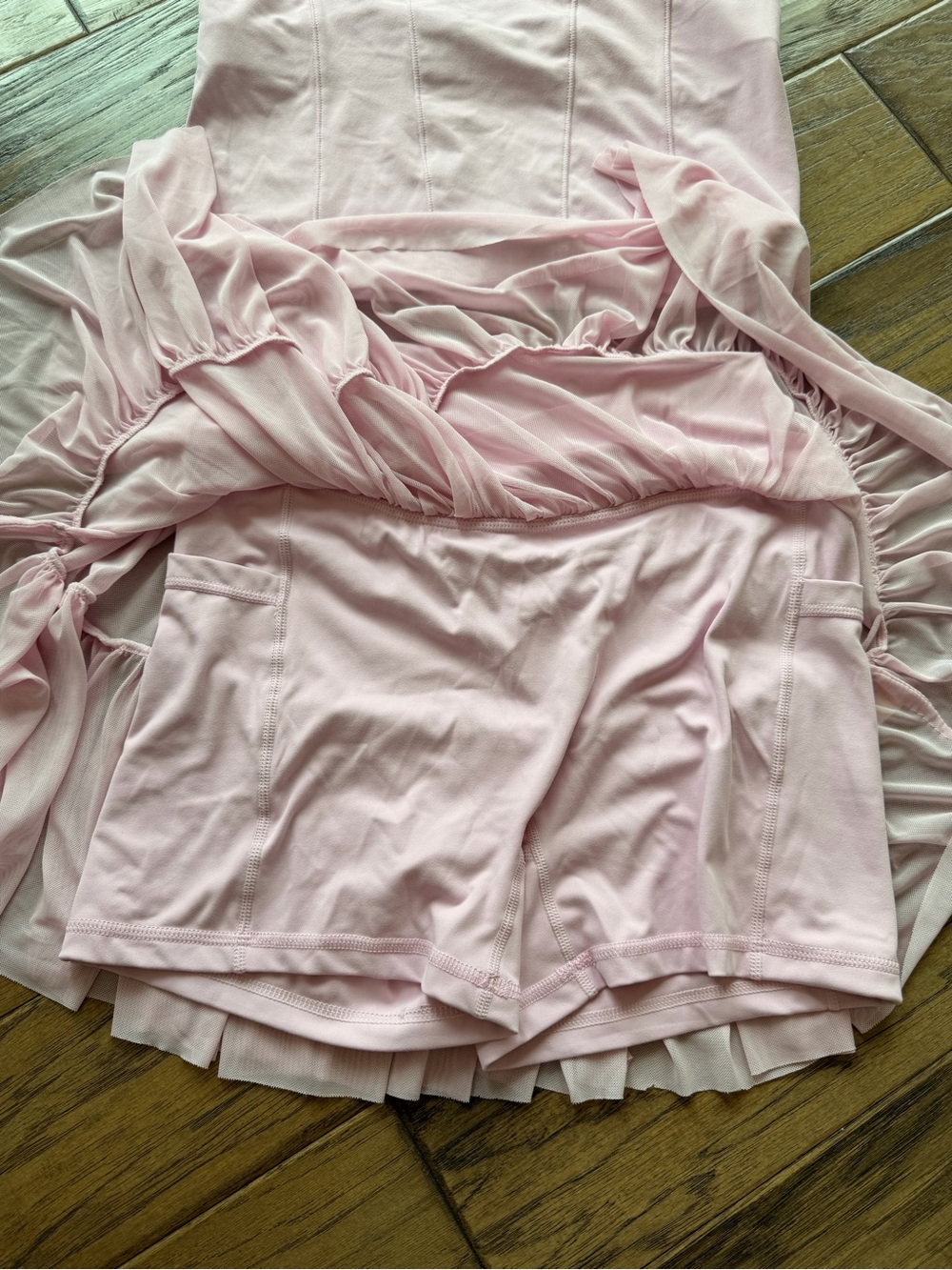 Women's Light Pink Racerback Crop Sports Bra + Skirt Set - Picture 4 of 9